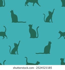 cat vector pattern backgorund, cute pet wallpaper design seamless repeat