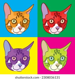 cat vector pattern color face 