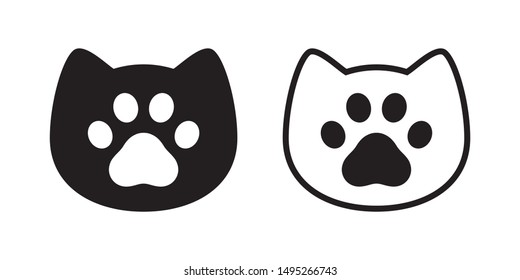 cat vector paw icon footprint kitten head icon dog character cartoon illustration doodle design