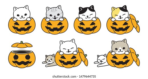 cat vector pumpkin Halloween icon kitten calico breed logo symbol character cartoon illustration doodle design