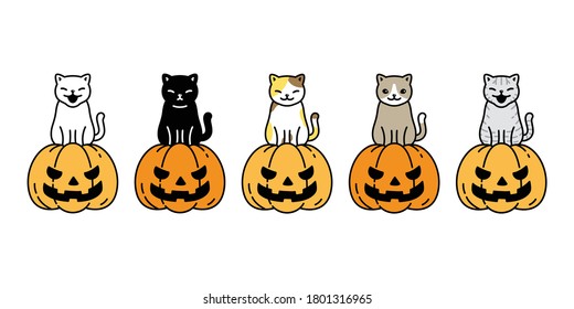 cat vector pumpkin Halloween icon kitten breed calico logo symbol cartoon character illustration ghost doodle design