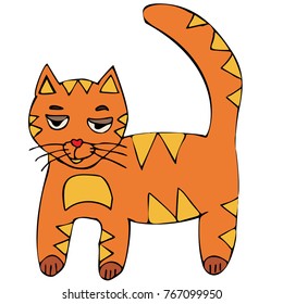 Cat vector red-headed kitten cartoon colored illustration sketch animal