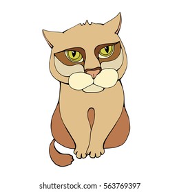 Cat vector sad and depressed sitting and dreaming of something.