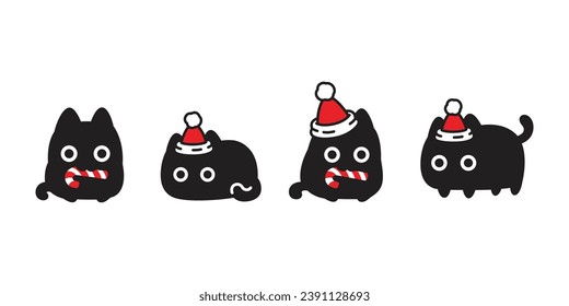 cat vector santa claus hat christmas icon kitten candy cane calico neko pet cartoon character symbol tattoo stamp illustration clip art isolated design