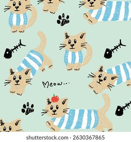 Vector de gato sin fisuras sobre fondo de color