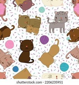 Cat vector seamless pattern design