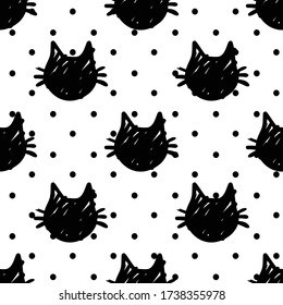 Cat Vector Seamless Pattern Isolated On Stock Vector (Royalty Free ...