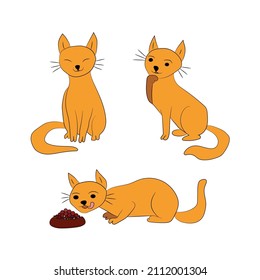 cat vector set graphic clipart design.