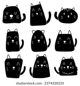 Cat vector set, Cat simple cartoon style, Cat icon set.