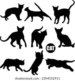 cat Vector silhouette, cat, animal, silhouette, black, vector, kitten, isolated, graphic, domestic, 
illustration, pet, icon, design, element, shape, clip art, face, funny, simple, halloween, male, lo