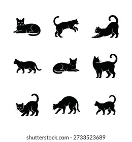 cat vector silhouette art bundle