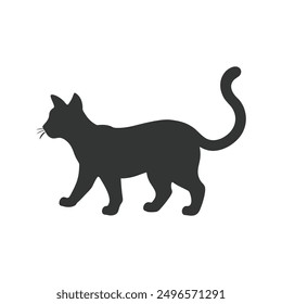 Cat vector silhouette art design. A cute cat. Black Cat Set Isolated White Background. Cute funny cat.