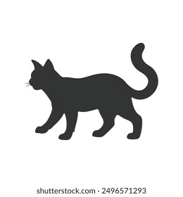 Cat vector silhouette art design. A cute cat. Black Cat Set Isolated White Background. Cute funny cat.