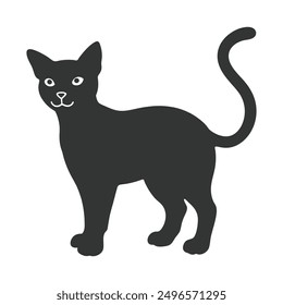 Cat vector silhouette art design. A cute cat. Black Cat Set Isolated White Background. Cute funny cat.