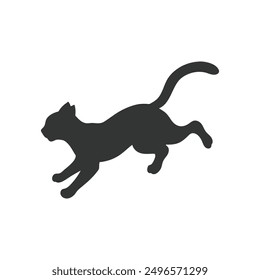 Cat vector silhouette art design. A cute cat. Black Cat Set Isolated White Background. Cute funny cat.