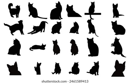 Cat Vector And Silhouette Design Collection. 