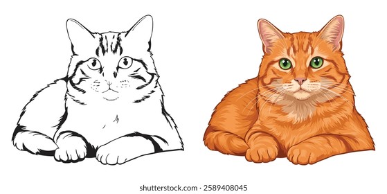 A cat Vector and silhouette illustration with white background