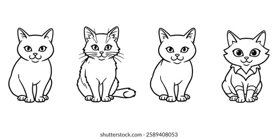 A cat Vector and silhouette illustration with white background