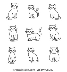 A cat Vector and silhouette illustration with white background