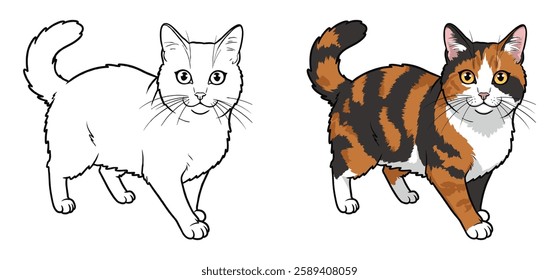 A cat Vector and silhouette illustration with white background