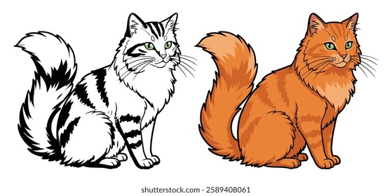 A cat Vector and silhouette illustration with white background