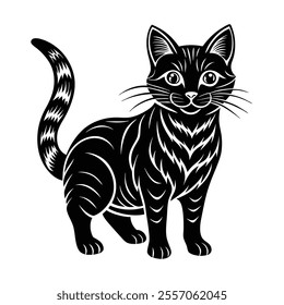 Cat vector silhouette isolated with a white background.