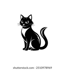 cat vector, silhouette, logo design black and white style concept 