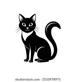 Vector del gato, silueta, concepto de estilo blanco y negro del diseño del logotipo 