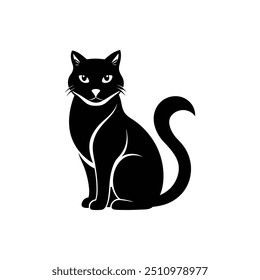 cat vector, silhouette, logo design black and white style concept 