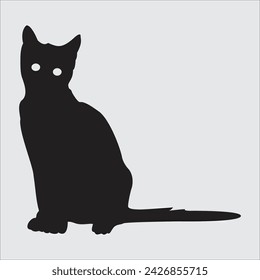 Gato - Silueta vectorial sobre fondo blanco