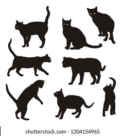 Cat vector silhouette set Isolated On White Background