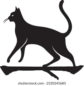 Ilustración de arte de estilo de silueta de Vector de gato