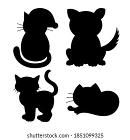 Cat vector silhouettes set Isolated On White Background