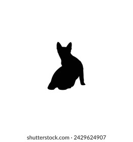 Cat vector silhouettes set Isolated On White Background, cats in different poses. Black cat silhouette. Elegant cat sitting side view with turn around head.