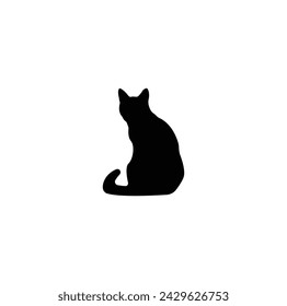 Cat vector silhouettes set Isolated On White Background, cats in different poses. black silhouette of a cat.  Logo for pet shop  veterinary clinic  symbol. Flat design. Illustration.