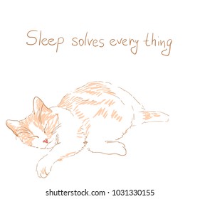cat vector sketch illustration sleep