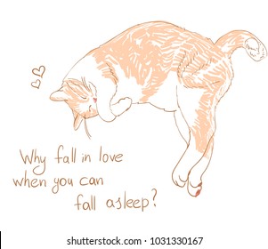 cat vector sketch illustration sleep