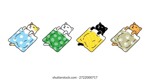 Gato que duerme Gatito Calico Manta Personaje de dibujos animados Mascota