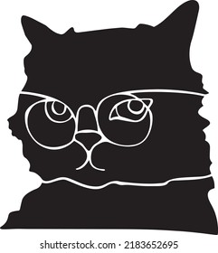 Esténcil de vectores de gato, negro y blanco