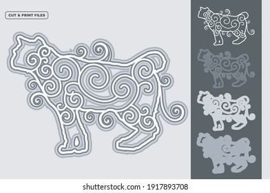 Cat Vector SVG 3D Layered, Eps 10