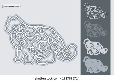 Cat Vector SVG 3D Layered, Eps 10