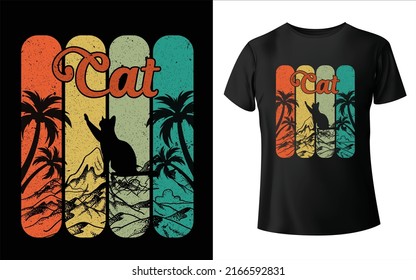 Cat Vector Cat t-shirt cat summer color palette T-Shirt Design cat t-shirt 