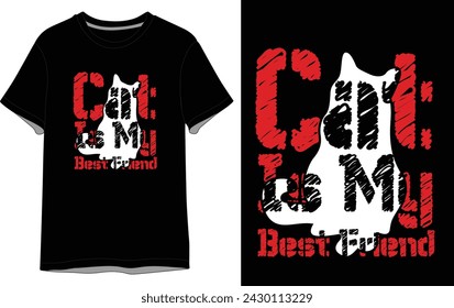 Diseño de camiseta de tipografía vectorial de gato