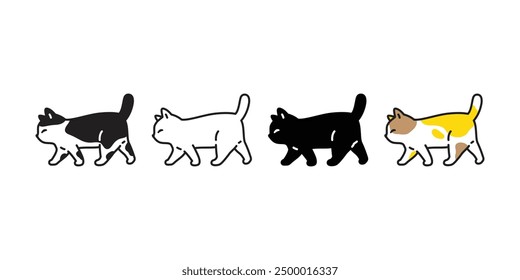 cat vector walking kitten calico neko icon pet cartoon character munchkin illustration symbol clip art isolated