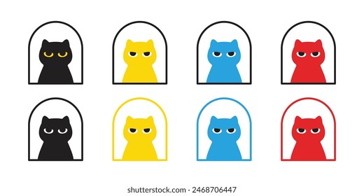 cat vector window kitten icon calico neko pet cartoon character munchkin illustration symbol clip art isolated design