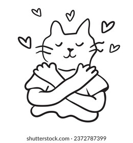cat in vector.business icon in doodle style. linear illustration of man cat. Template for logo sticker poster icon app website. A series of furry cats on the topic of business and life.