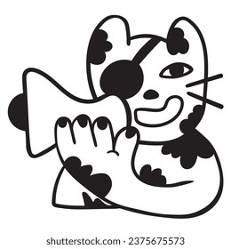 cat in vector.business icon in doodle style. linear illustration of man cat. Template for logo sticker poster icon app website. A series of furry cats on the topic of business and life.