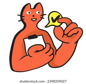 cat in vector.business icon in doodle style. illustration of human cat. Template for logo sticker poster icon app website. A series of furry cats on the topic of business and life.