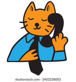 cat in vector.business icon in doodle style. illustration of man cat. Template for logo sticker poster icon app website. A series of furry cats on the topic of business and life.