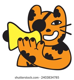 cat in vector.business icon in doodle style. illustration of man cat. Template for logo sticker poster icon app website. A series of furry cats on the topic of business and life.